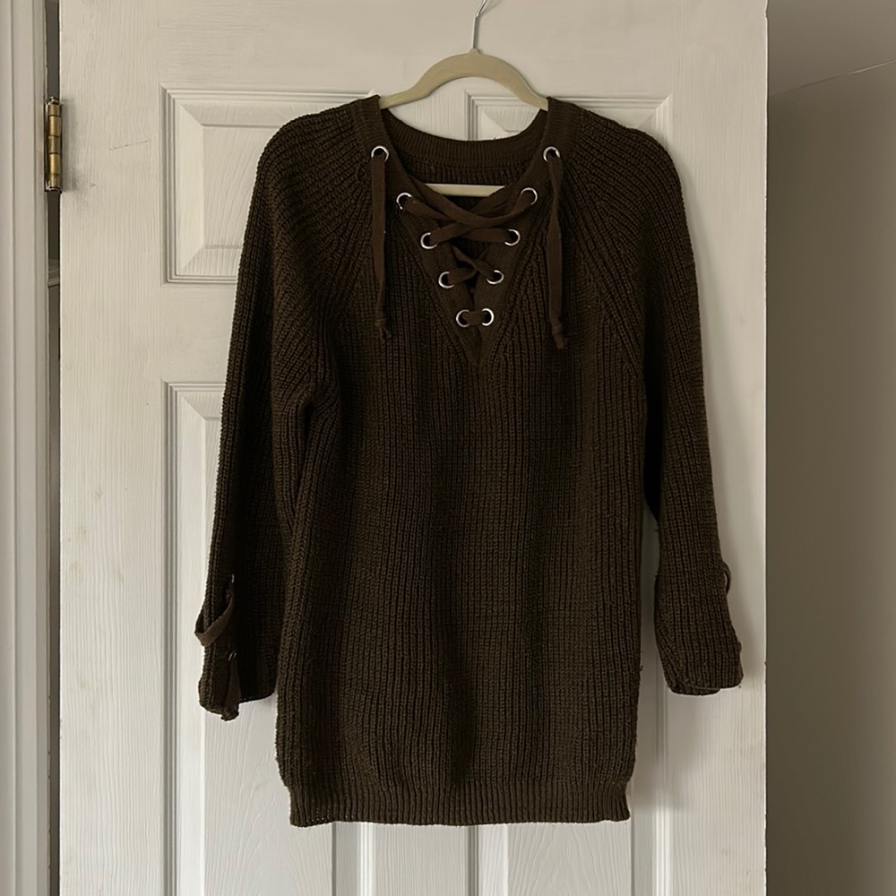 Army green sweater tunic